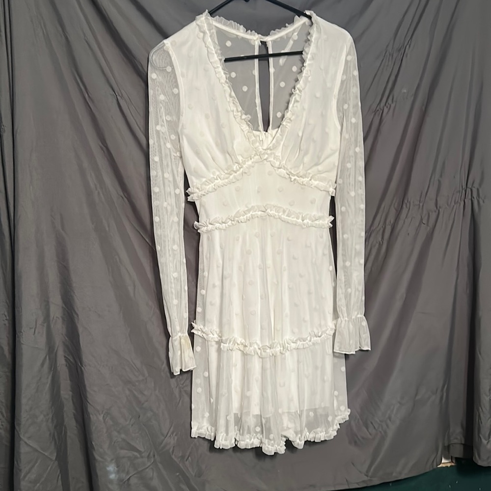 White poka dot b darlin dress
